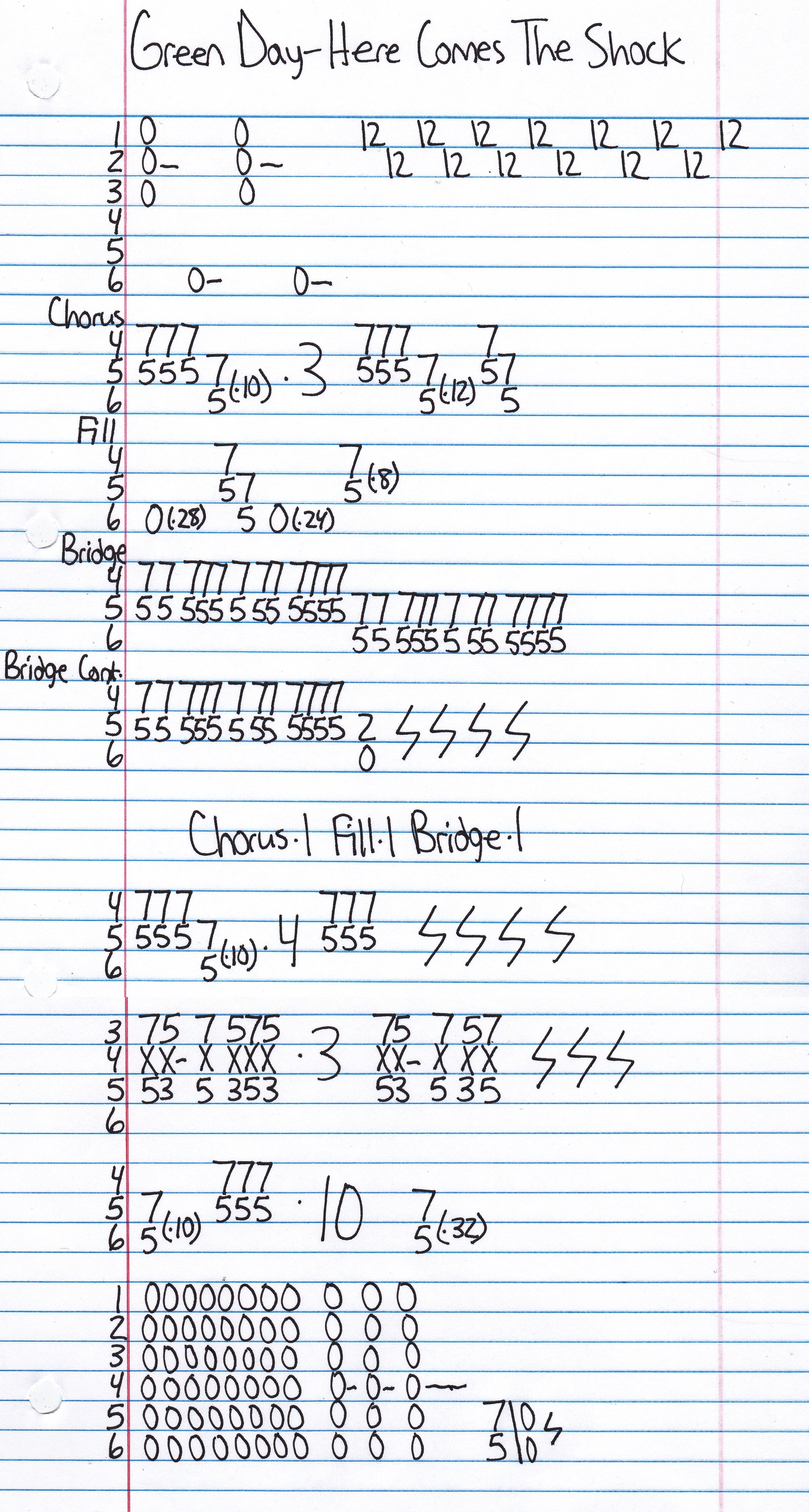 High quality guitar tab for Here Comes The Shock by Green Day off of the album Unknown. ***Complete and accurate guitar tab!***